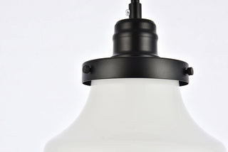 Lyle 1 light Black and frosted white glass plug in pendant