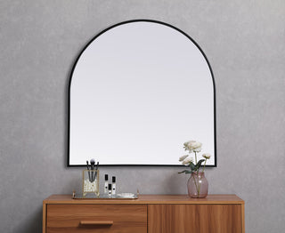 Metal Frame Arch Mirror 36x36 Inch in Black