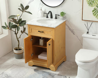 24 inch Single bathroom vanity in natural wood