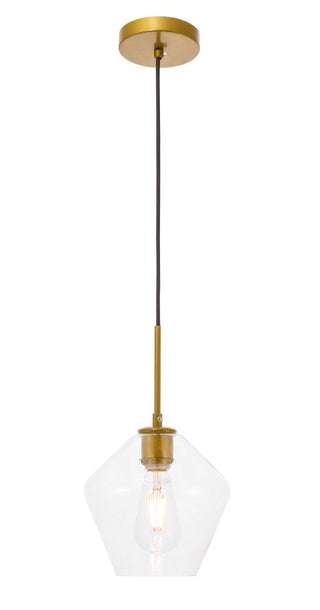 Gene 1 light Brass and Clear glass pendant