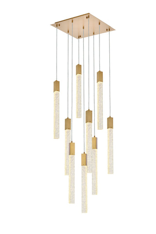 Weston 9 lights pendant in satin gold