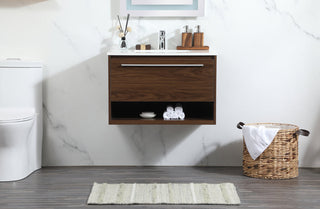 30 inch Single bathroom vanity in walnut