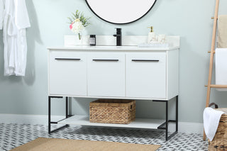 48 inch Single bathroom vanity in white with backsplash