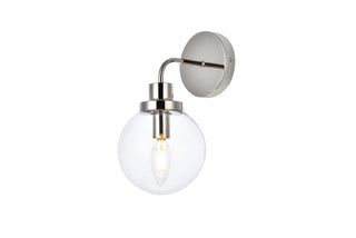 Hanson 1 light bath sconce in polished nickel with clear shade