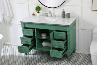 48 inch Single Bathroom vanity in vintage mint with ivory white engineered marble