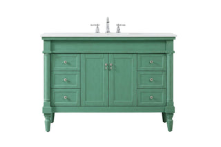 48 inch Single Bathroom vanity in vintage mint with ivory white engineered marble