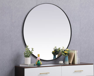 Metal frame round mirror 45 inch in Black