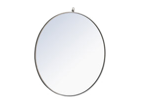 Metal frame Round Mirror with decorative hook 36 inch Silver finish