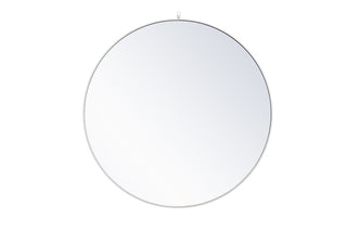 Metal frame round mirror with decorative hook 48 inch in White