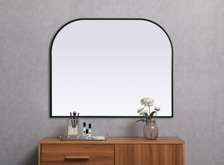 Metal Frame Arch Mirror 42x34 Inch in Black