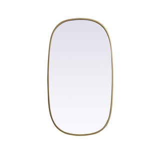 Metal Frame Oval Mirror 20x36 Inch in Brass