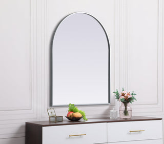 Metal Frame Arch Mirror 30x36 Inch in Silver