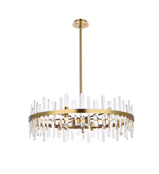 Serena 36 inch crystal round chandelier in satin gold