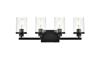 Saanvi 4 light Black and Clear Bath Sconce