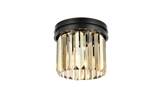 Sydney 3 light Matte Black Flush Mount Golden Teak (Smoky) Royal Cut Crystal