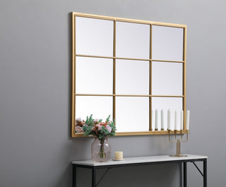 Metal windowpane mirror 36 inch x 48 inch in Brass