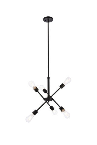 Axel 6 lights black pendant with hanging rod