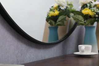 Metal frame round mirror 45 inch in Black