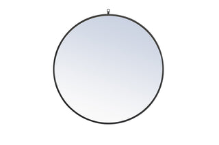 Metal frame Round Mirror with decorative hook 36 inch Black finish