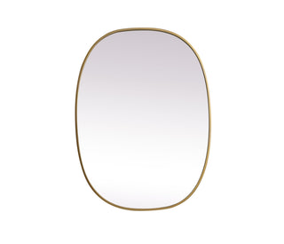 Metal Frame Oval Mirror 27x36 Inch in Brass