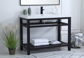 42 inch Single Bathroom Metal Vanity in Black