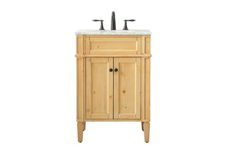 24 inch Single bathroom vanity in natural wood