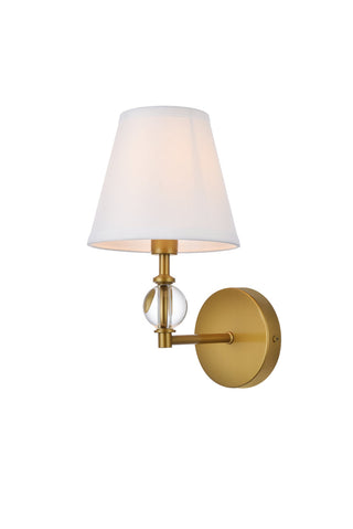 Bethany 1 light bath sconce in brass with white fabric shade