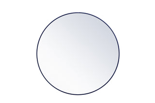 Metal frame round mirror 48 inch Blue