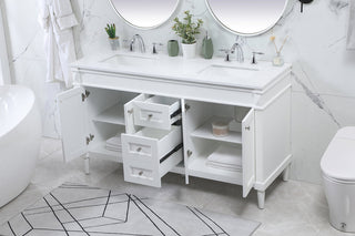 60 inch double bathroom vanity in white