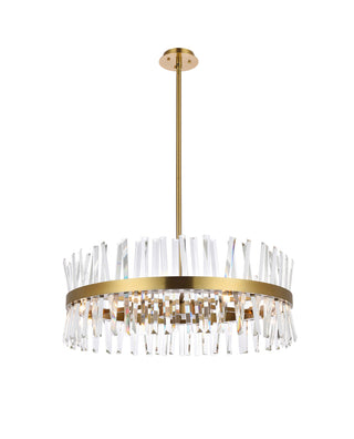 Serephina 32 inch crystal round chandelier light in satin gold