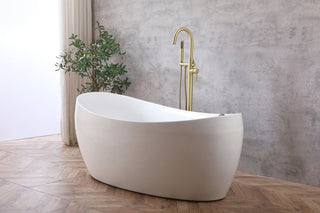 Steven Floor Mounted Roman Tub Faucet with Handshower in Brushed Gold