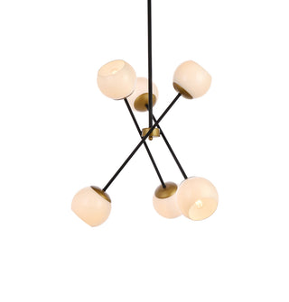 Axl 24 inch pendant in black and brass with white shade