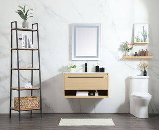 36 inch Single bathroom vanity in maple with backsplash