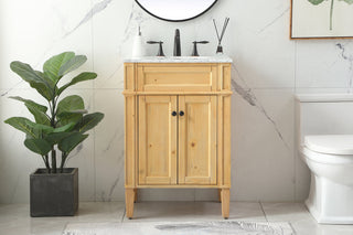 24 inch Single bathroom vanity in natural wood