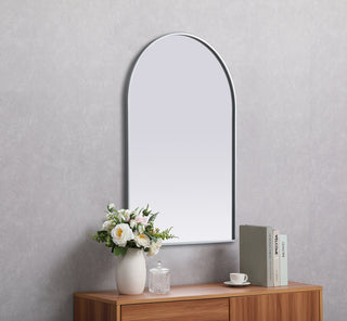 Metal Frame Arch Mirror 27x40 Inch in Silver