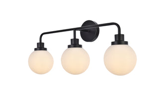 Hanson 3 lights bath sconce in black with frosted shade