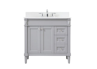 36 inch Single bathroom vanity in grey with backsplash