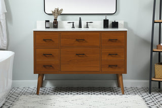 48 inch Single bathroom vanity in teak with backsplash