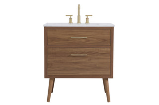 30 inch bathroom vanity in Walnut Brown