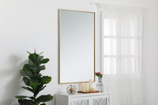 Metal frame rectangle mirror 30 inch in Brass