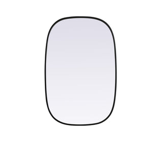 Metal Frame Oval Mirror 24x36 Inch in Black