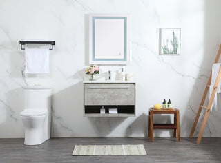 30 inch Single bathroom vanity in concrete grey with backsplash