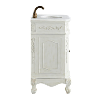 21 inch Single Bathroom vanity in Antique White with ivory white engineered marble