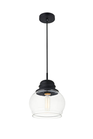 Kenna 1 Light Black Pendant With Clear Glass