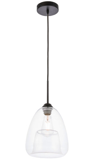 Kason 1 light Black and Clear glass pendant