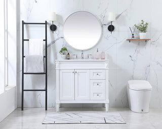 36 inch Single bathroom vanity in white with backsplash