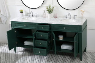 72 inch double bathroom vanity in green