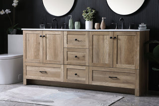 72 Inch Double Bathroom Vanity In Natural Oak