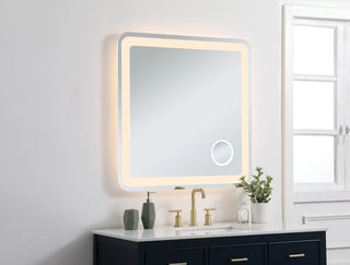 Lux 36in x 36in Hardwired LED mirror with magnifier and color changing temperature 3000K/4200K/6000K