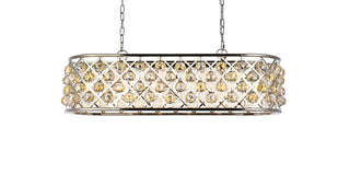 Madison 6 light polished Nickel Chandelier Golden Teak (Smoky) Royal Cut Crystal